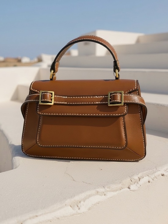 Zara Handbags - ZARA Mini City Buckle Crossbody Satchel Camel Brown Top Handle NWT